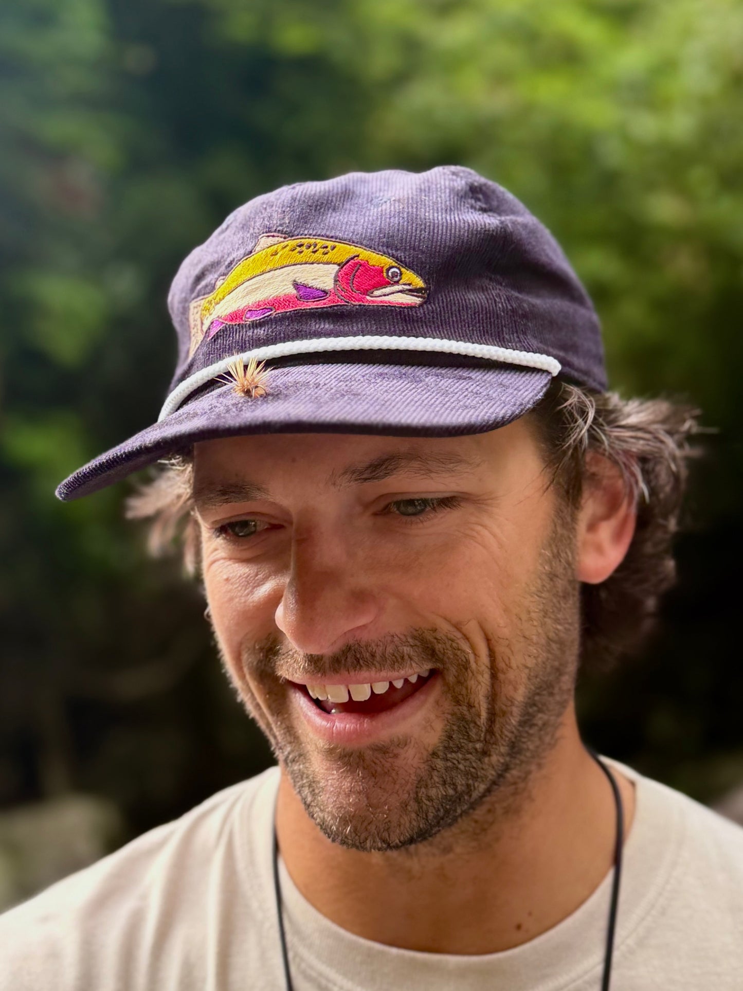 Embroidered Corduroy Rope Hat